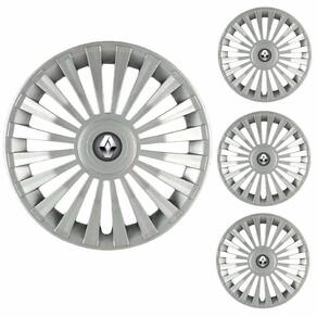Jogo Calota Aro 13 Europa Premium Renault + Emblema Resinado (Sandero Logan Clio Scenic Megane)