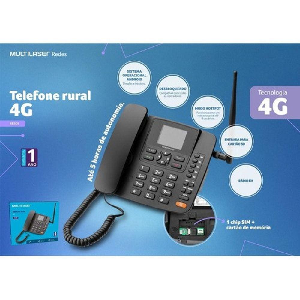 Telefone Celular Rural De Mesa 4g Wifi Mp3 Radio Fm Re505