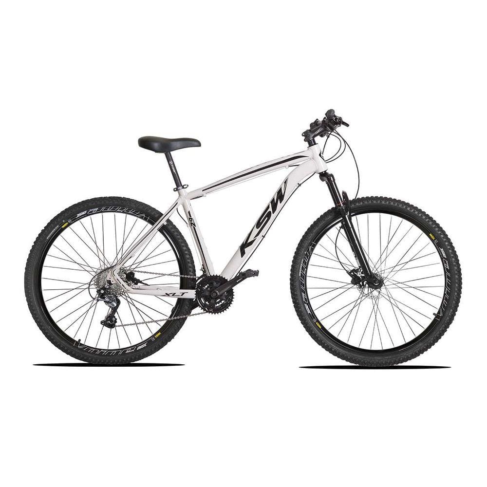 Bicicleta Aro 29 KSW XLT 27v Hidráulico K7 e Trava Branco com Preto 21