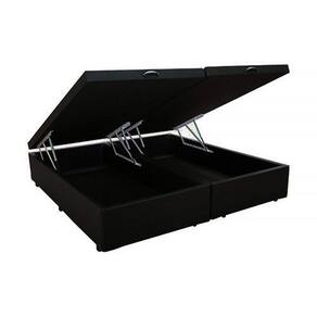 Base Box Baú Casal Bipartido Belos Sonhos Suede Preto 49x138x188