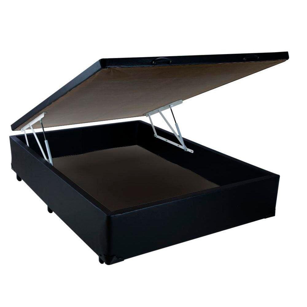 Base Box Baú Casal Belos Sonhos Sintético Preto 49x138x188