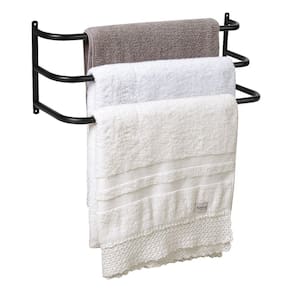 Porta Toalhas Toalheiro Triplo Para Parede Preto Fosco 48cm