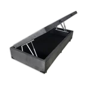 Base Box Baú Solteiro Belos Sonhos Suede Cinza 49x88x188