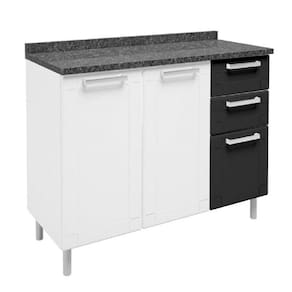 Balcão de cozinha Bertolini Múltipla 03 portas e 02 gavetas em aço - Branco/Preto