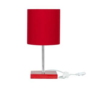 Abajur Eros Cilindrico Vermelho Base Vermelha Quadrada