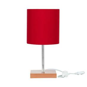Abajur Eros Cilindrico Vermelho Base Cobre Quadrada