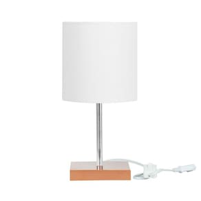 Abajur Eros Cilindrico Branco Base Cobre Quadrada