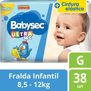 Fralda Descartável Babysec Galinha Pintadinha Ultrasec Mega G 38 Un