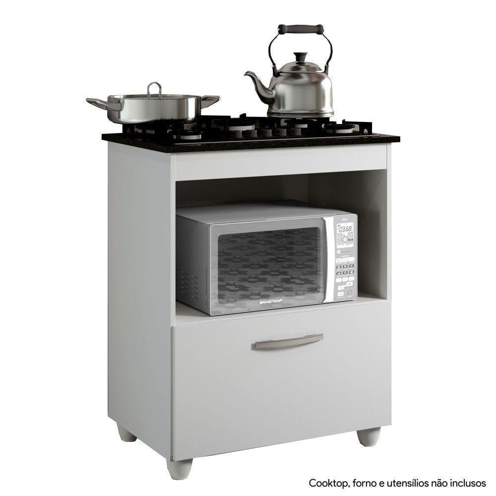 Balcão para Cooktop 5 Bocas Salvia Kaiki Móveis Branco