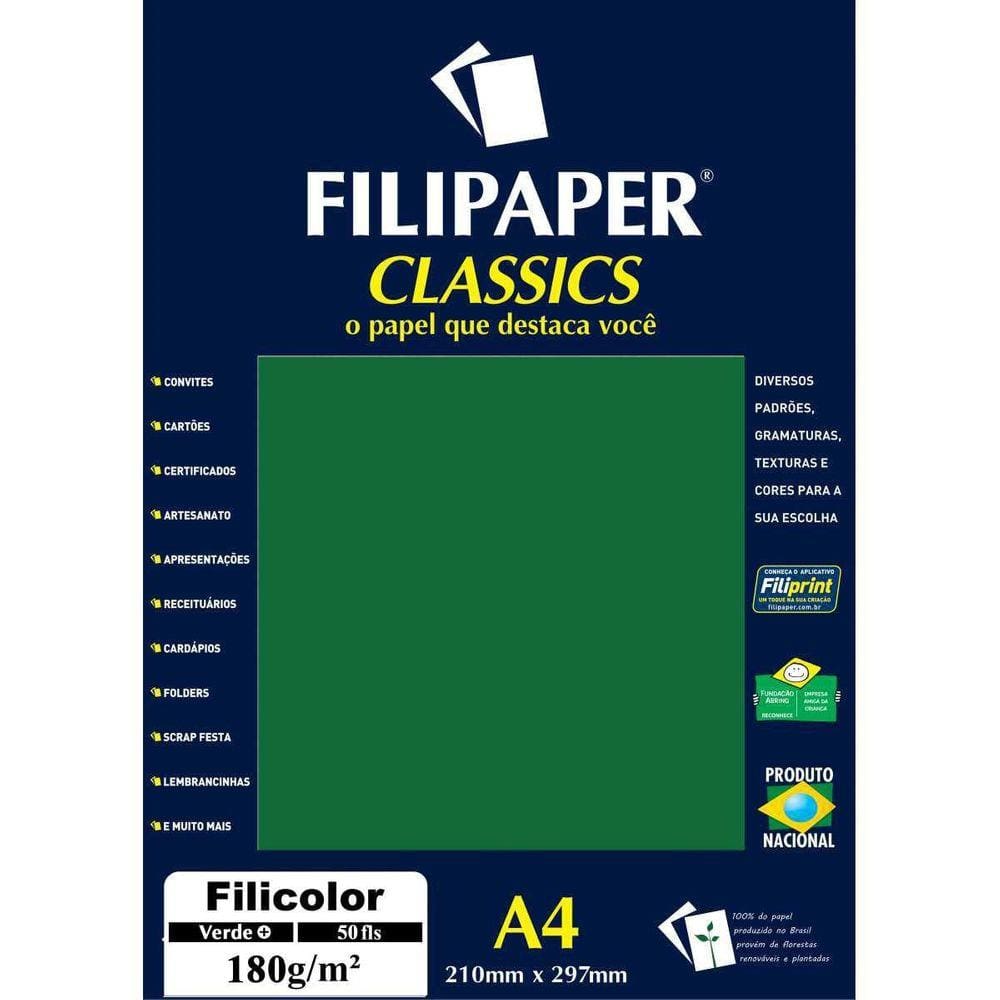 Papel A4 Color Filicolor Verde 180G.