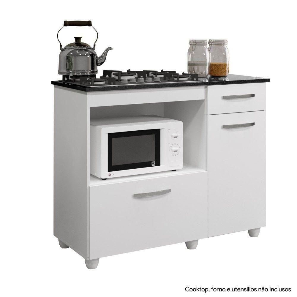 Balcão para Cooktop 5 Bocas Violeta Kaiki Móveis Branco