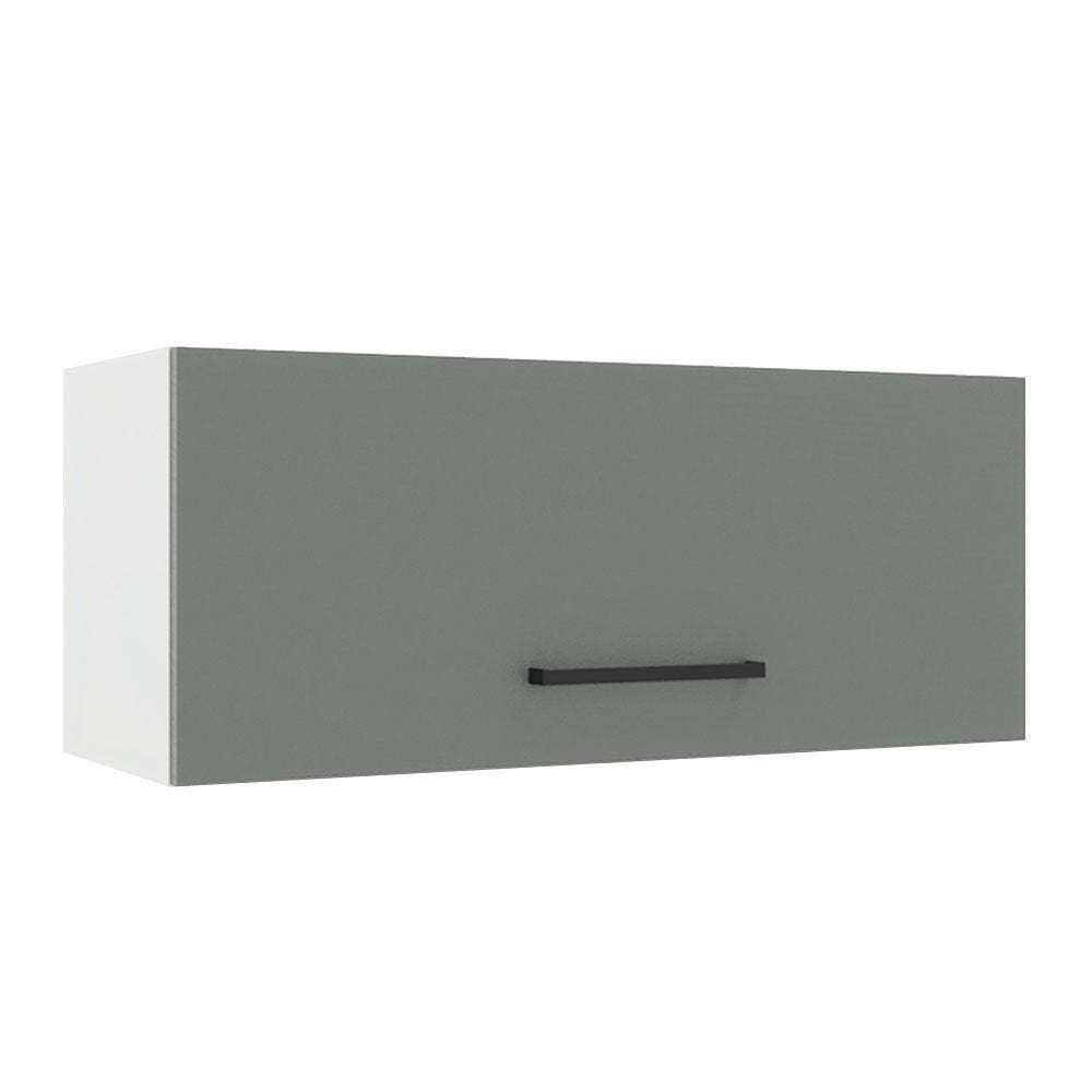 Armário Aéreo Madesa Agata 80 cm 1 Porta Branco e Cinza