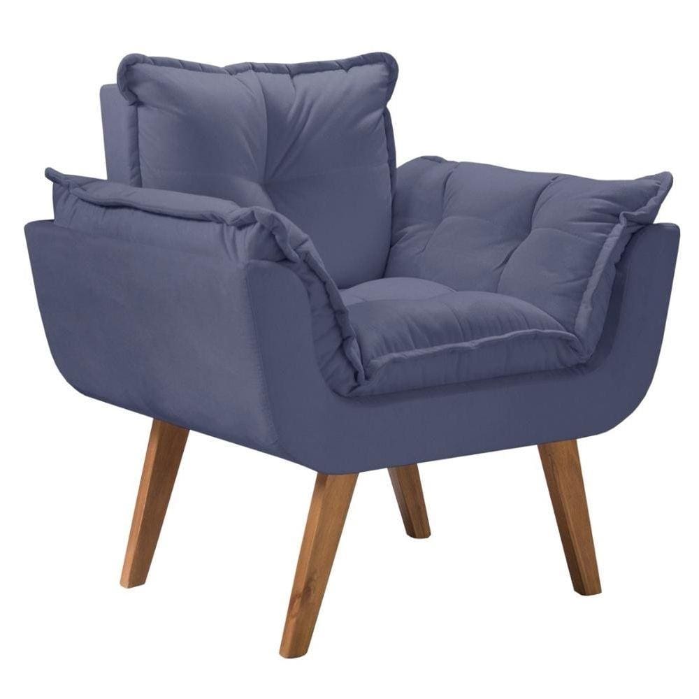 Poltrona Opalla Tecido Liso Cor Azul Marinho