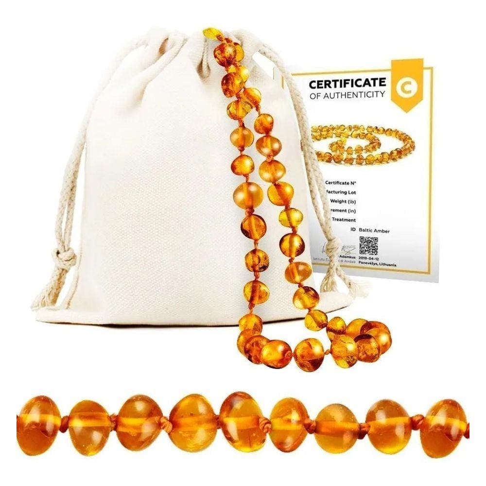 Colar Âmbar Báltico Bebê Dentição Infantil 33 Cm Certificado