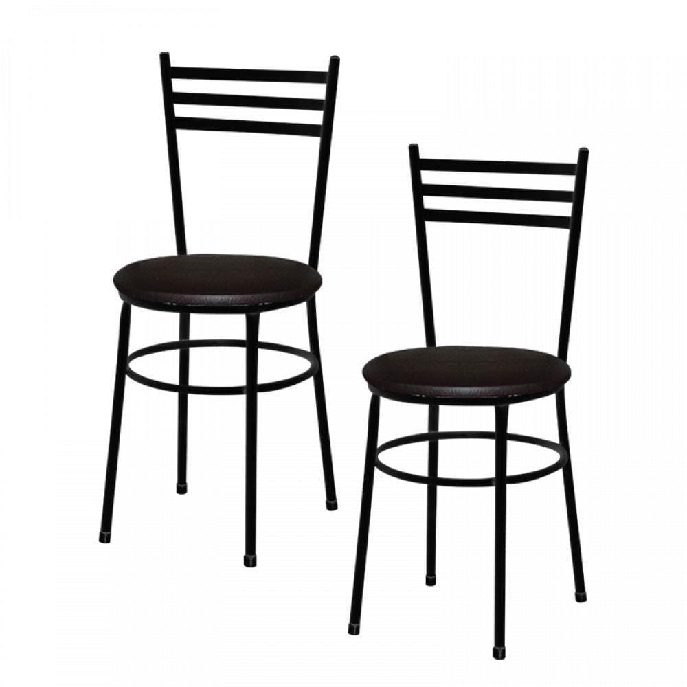 2 Cadeiras Epoxi Preta Para Cozinha Marrom