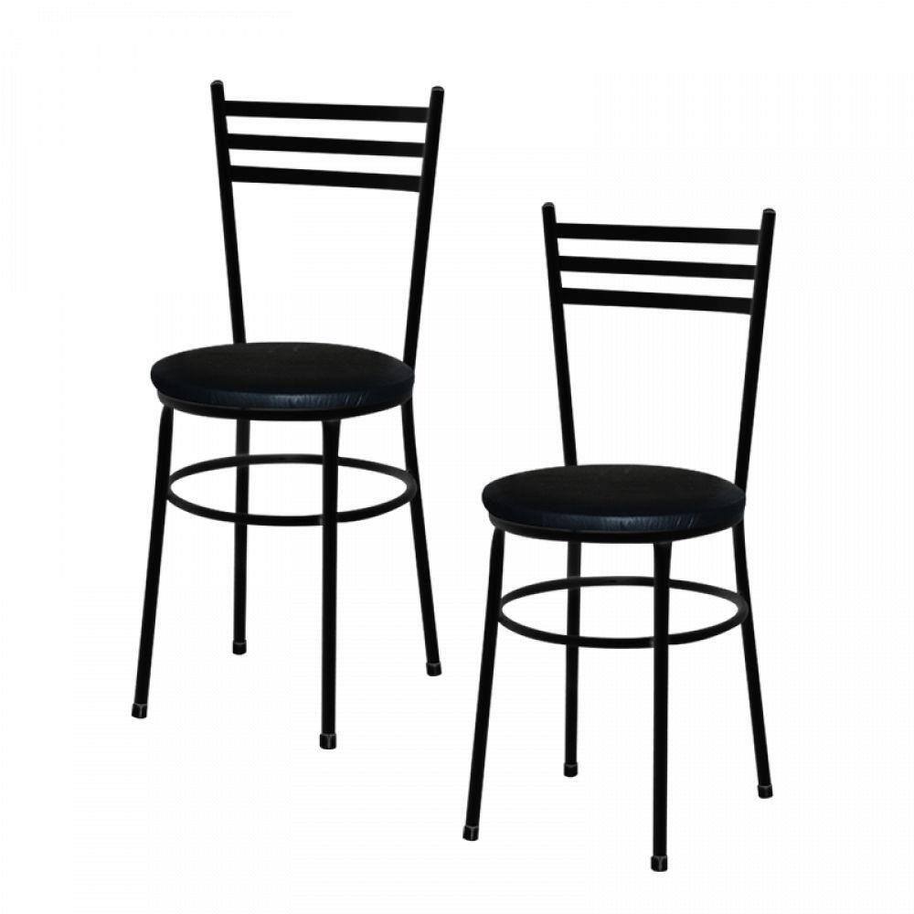 2 Cadeiras Epoxi Preta Para Cozinha Preto