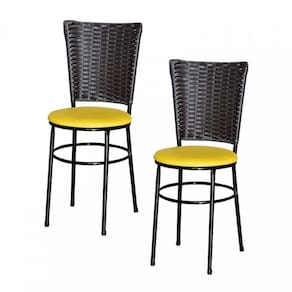 2 Cadeiras Preta Para Cozinha Hawai Café Amarelo