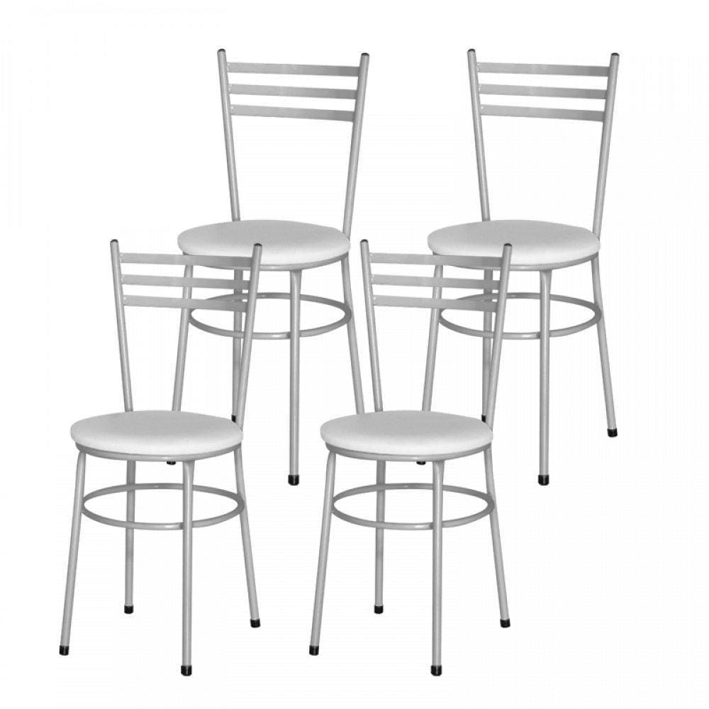 4 Cadeiras Epoxi Prata Para Cozinha Branco