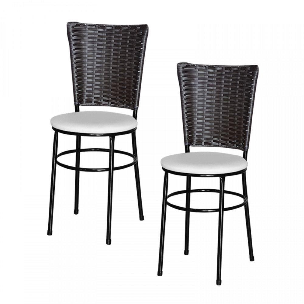 2 Cadeiras Preta Para Cozinha Hawai Café Branco