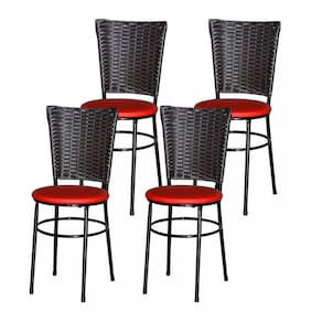 4 Cadeiras Pretas Para Cozinha Hawai Café Cor: Vermelho