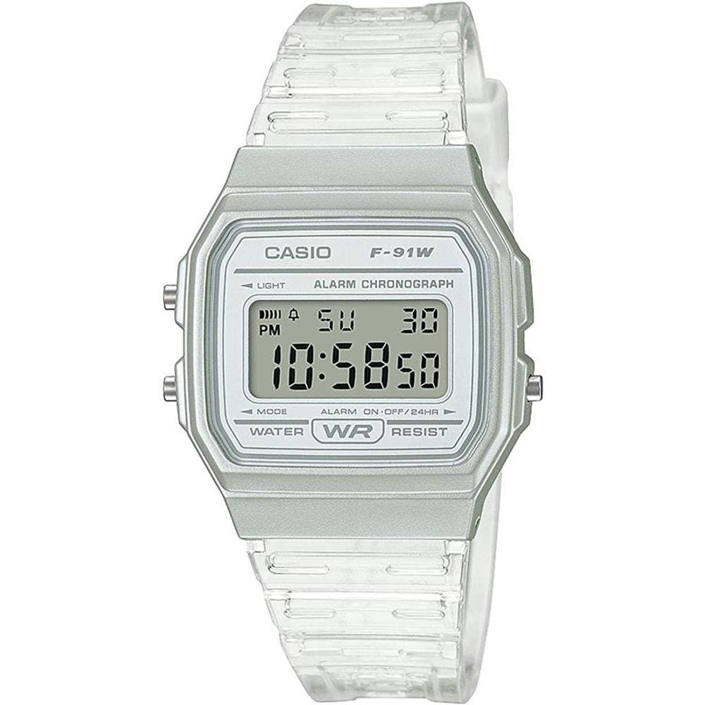 Relógio Casio Feminino Ref: F-91ws-7df Vintage Digital Transparente