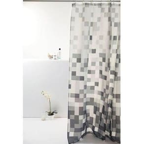 Cortina Box Poliester Divertida 198X180Cm Pixel Cinza