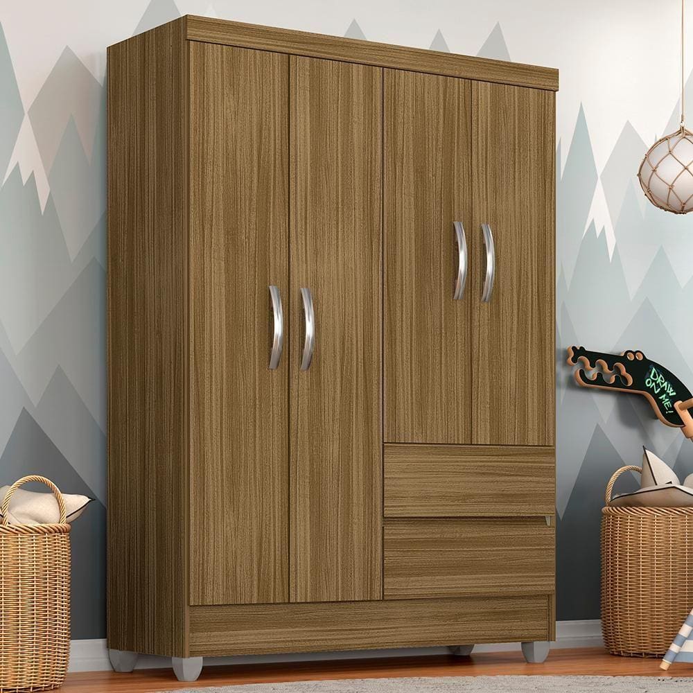 Guarda Roupa Solteiro Bruna 4 Portas Boreal - Moveis Arapongas
