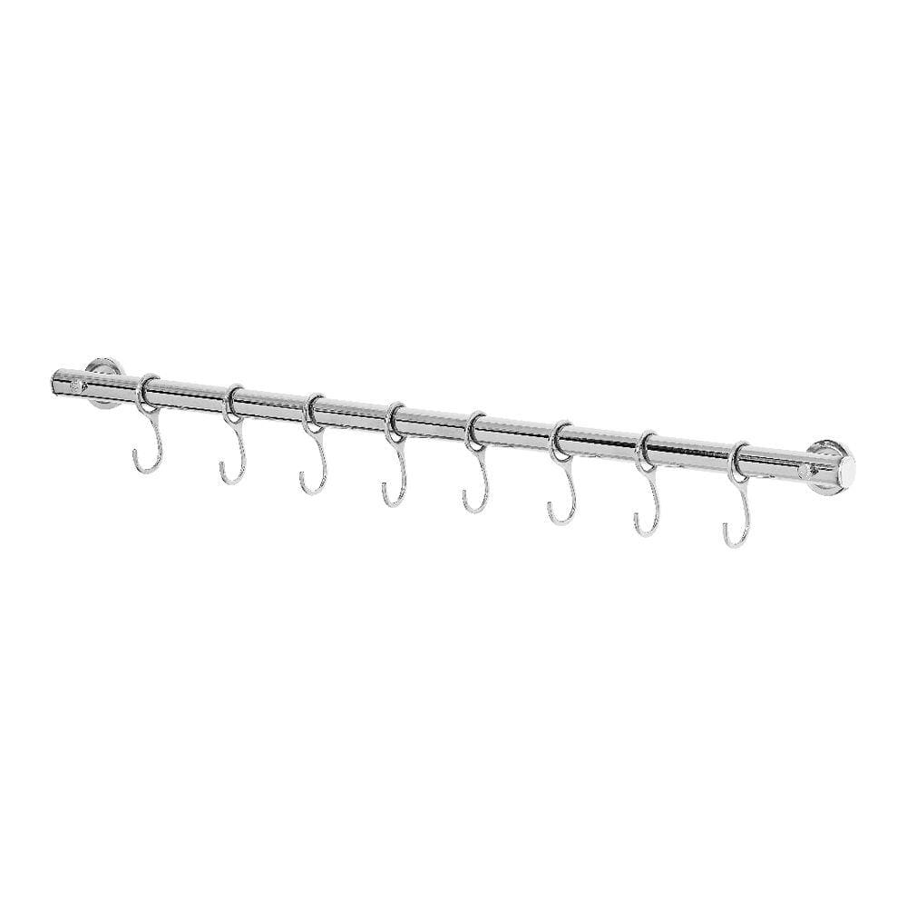 Suporte De Cozinha Porta Talheres 50cm Cromado Com 8 Ganchos