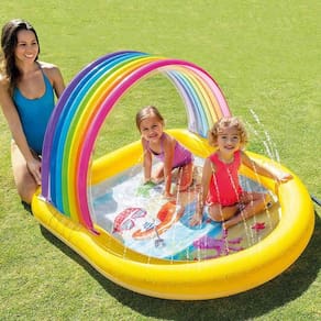 Piscina Inflável Infantil com Jatos Arco iris 84 Litros Intex