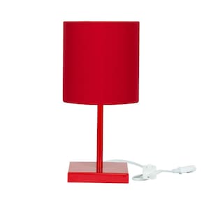 Abajur Eros Cilindrico Vermelho Base Toda Vermelha Quadrada