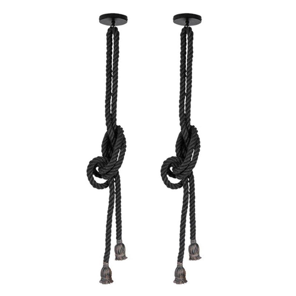 Kit com 2 Lustres Pendentes Corda para 2 Lâmpadas E27 Chumbo Bivolt