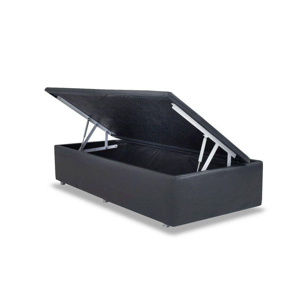 Base para Cama Box Solteiro Martin Premium com Baú Corino (45x88x188) Branca