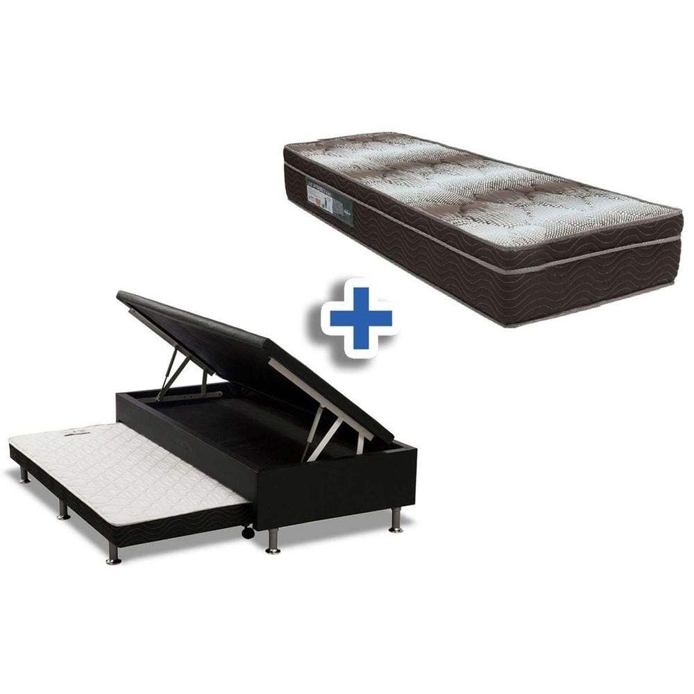 Conjunto Baú-Cama+Auxiliar+Colchão Ortobom Light Solteiro 88