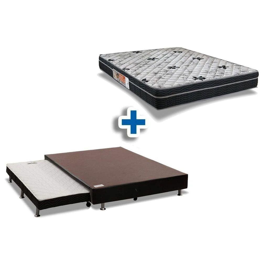 Cama Box+Auxiliar+Colchão Orthoflex Ortop Foggia Bicama Box 138x188