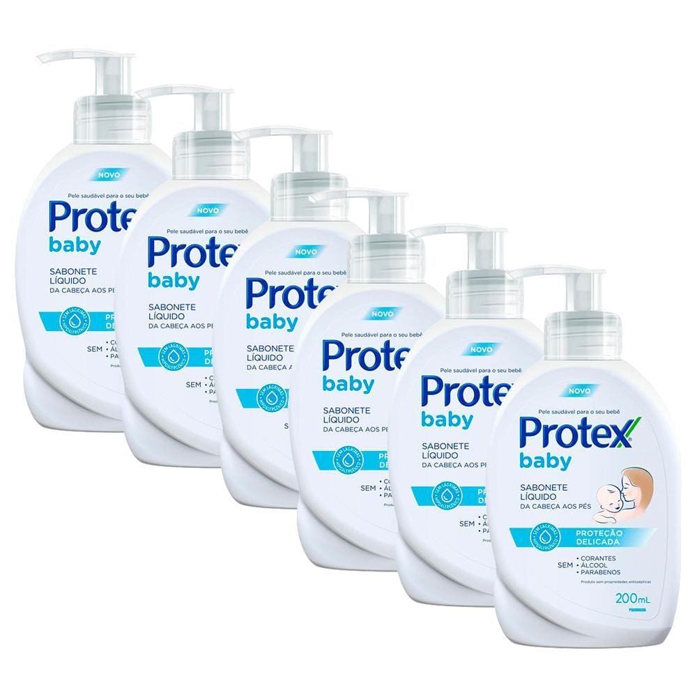 Kit 6 Sabonete Líquido Infantil Protex Baby 200ml