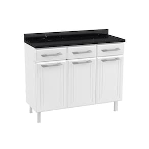 Balcão Telasul Topázio 3 Portas 3 Gavetas 105cm Branco