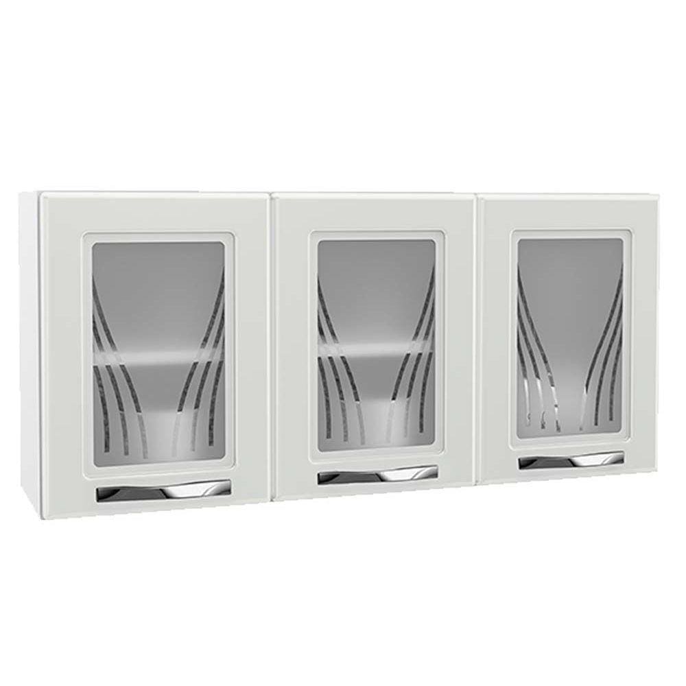 Armário Telasul Star New Aço 3 Pts c/ Vidro 120cm Branco