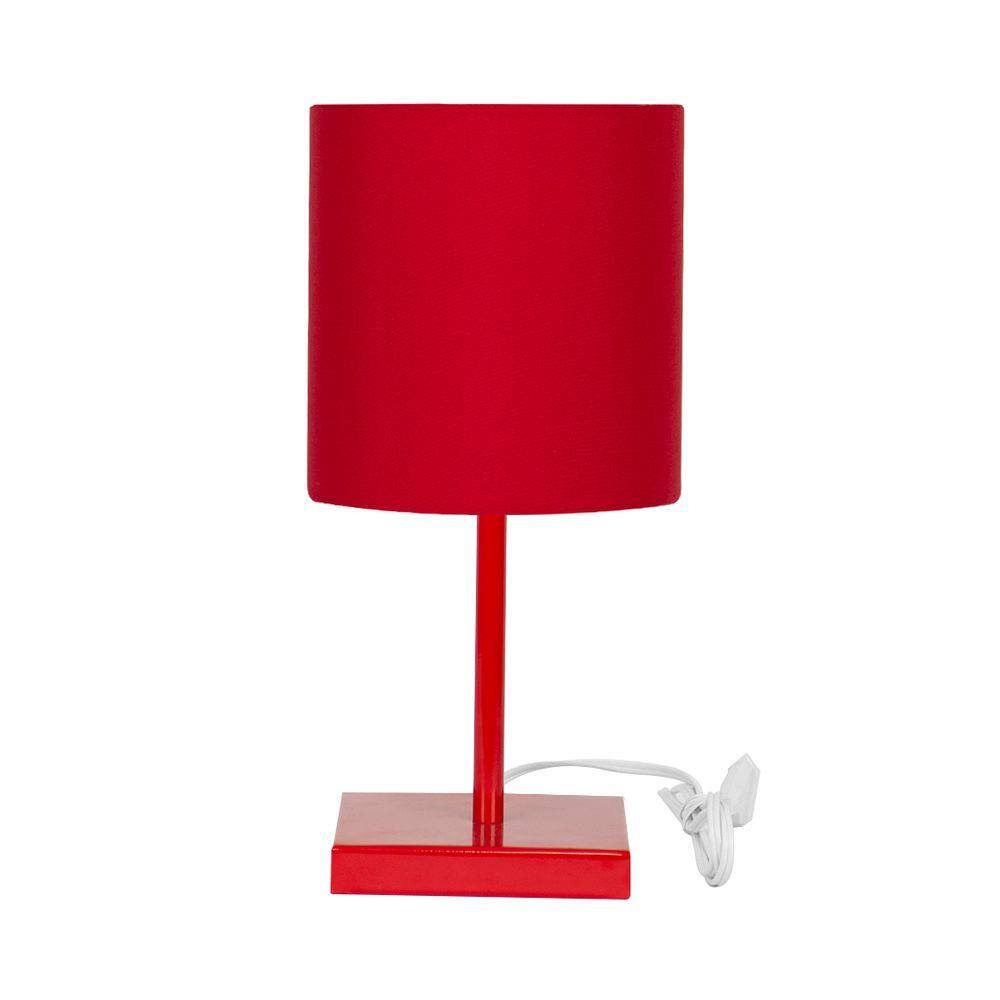 Abajur Eros Touch Cilindrico Vermelho Base Todo Vermelho Q.