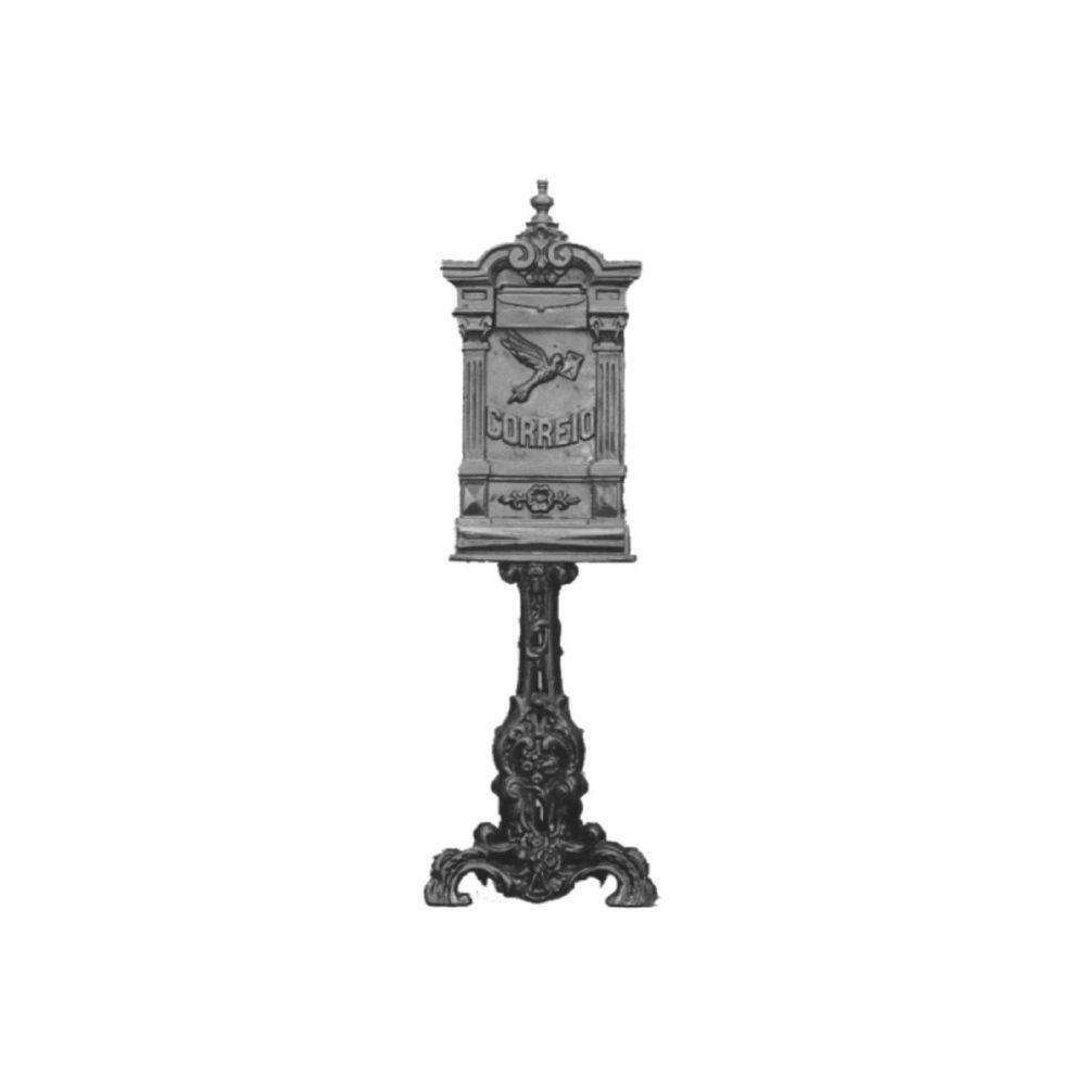 Caixa Correio Colonial Pombo Pequena com Pé Ferro Fundido