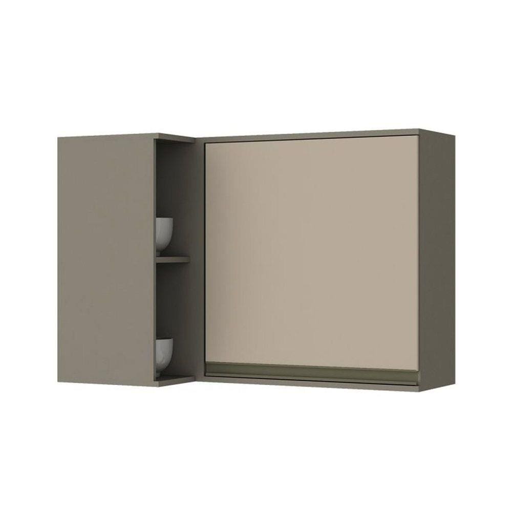 Armário Aéreo Henn Connect Canto Reto Duna/Cristal