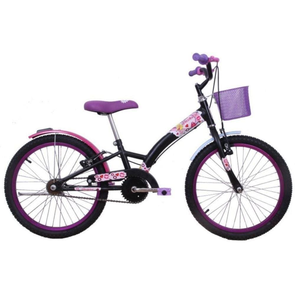 Bicicleta Feminina Aro 20 Fashion High com Cestinha Preta