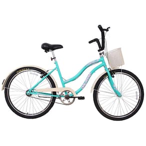 Bicicleta Retro Vintage Aro 26 Feminina Beach Azul Turquesa