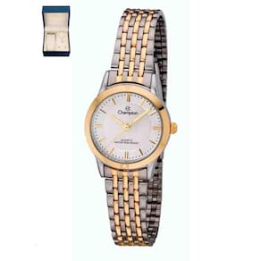 Relogio Feminino Prata Pequeno Detalhes Dourado Champion