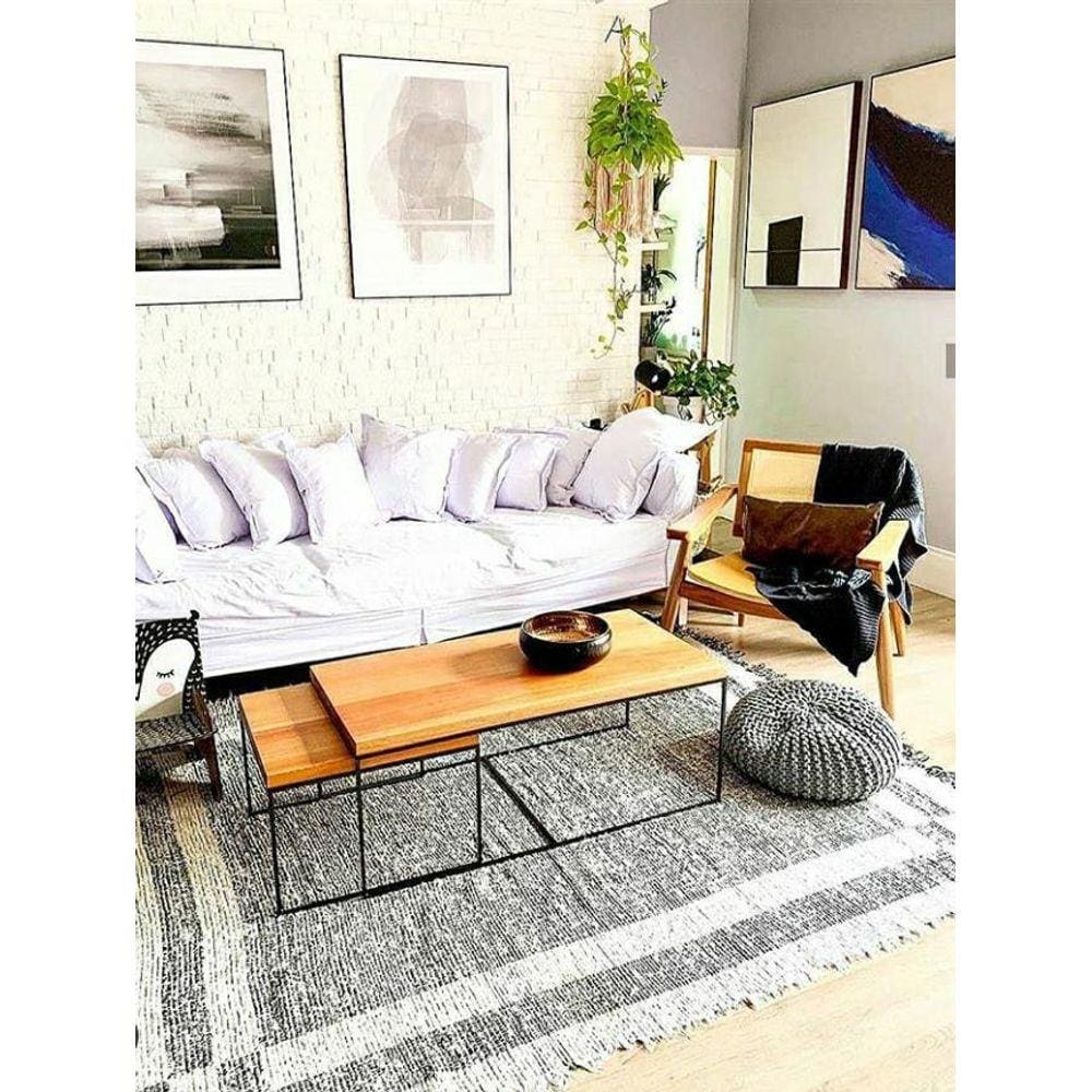 Tapete Para Sala Dupla Face Boho Algodao Lavável 2,50X2,00M