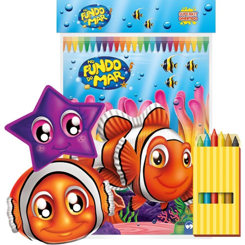 Livro Infantil Colorir Divertido Fundo do MAR C/GIZ