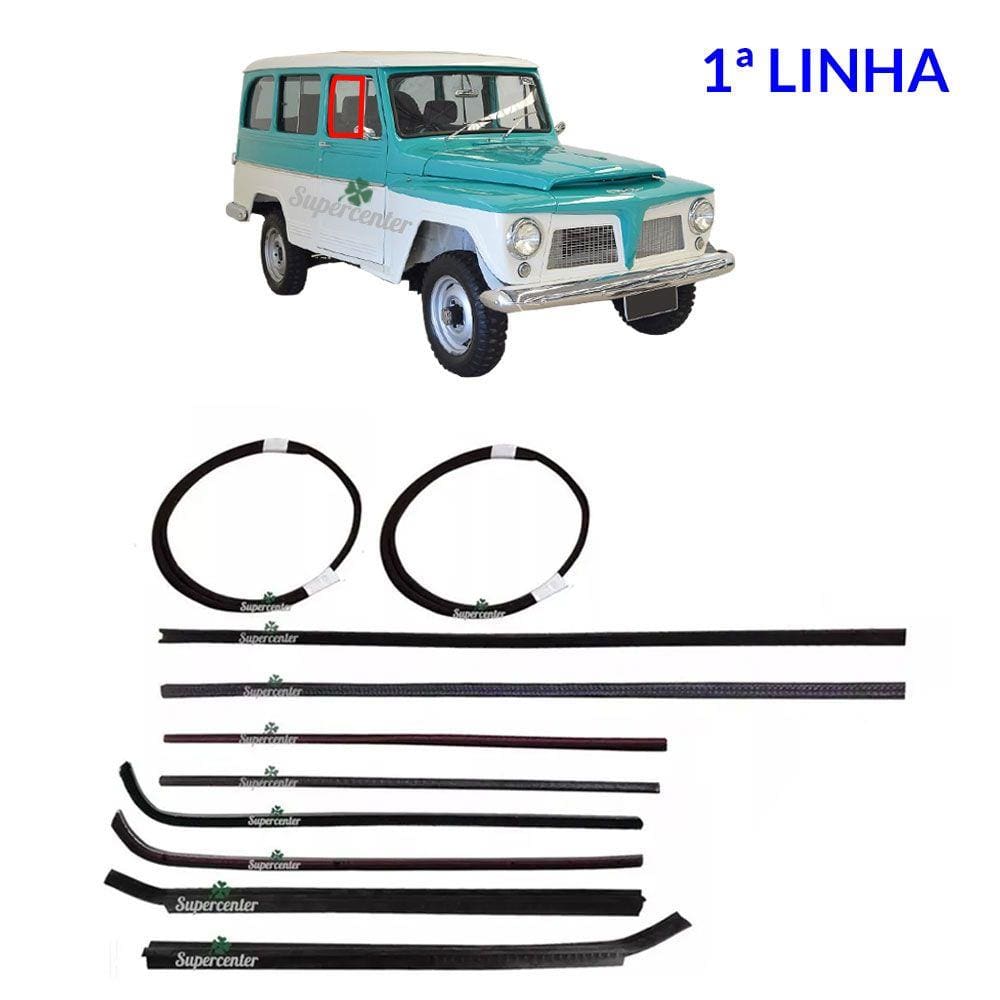 Kit Canaleta Pestana Borracha Vidro Ford Rural Jeep Willys