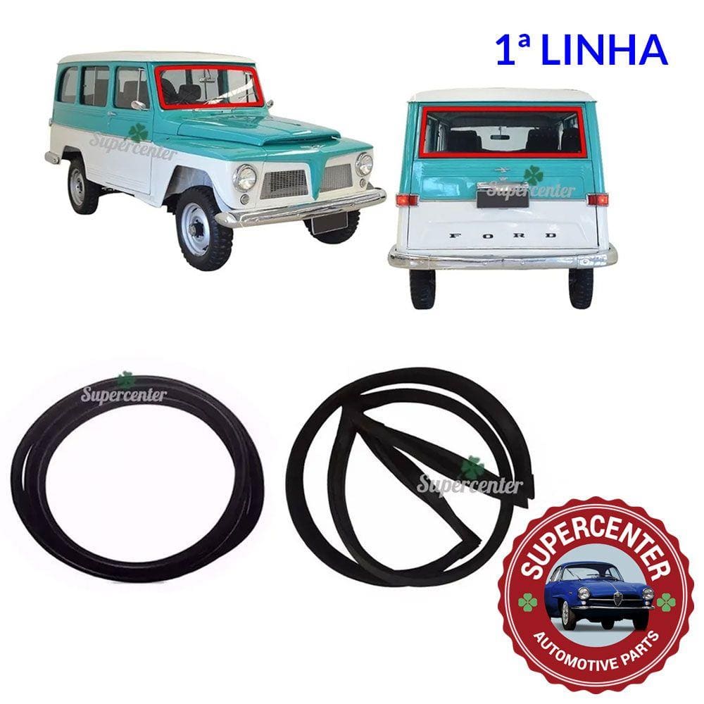 Kit Borracha Parabrisa Vigia Vidro Traseiro Rural Willys