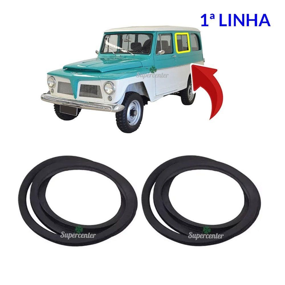 Par Borracha Janela Lateral Traseira Fixa Rural Willys Jeep