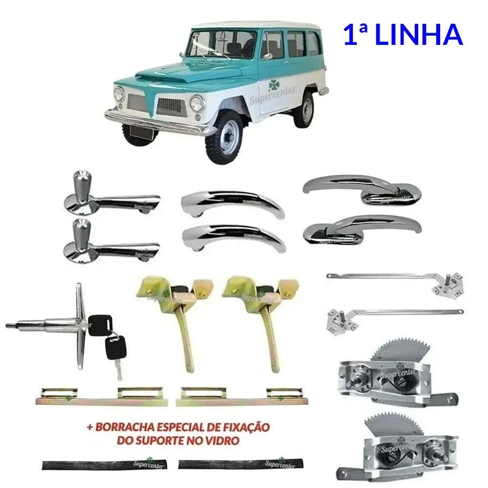 Kit Completo Maçaneta Fechadura Porta Máquina Vidro Rural