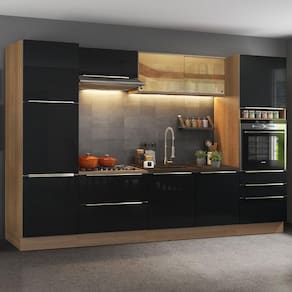 Cozinha Completa Madesa Lux com Armário e Balcão - Rustic/Preto